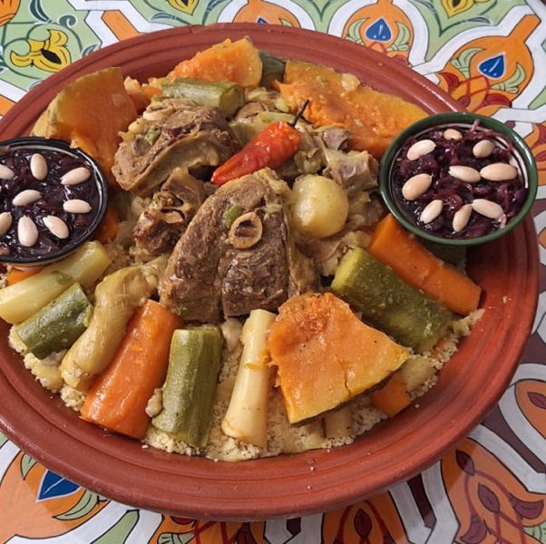 Moroccan couscous with beef and vegetables